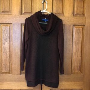 Apt 9 burgundy metallic long sleeve tunic style detachable crawl neck size S